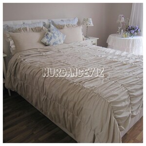 Super Oversized King Duvet Cover Queen Cotton Linen RUCHED - Etsy