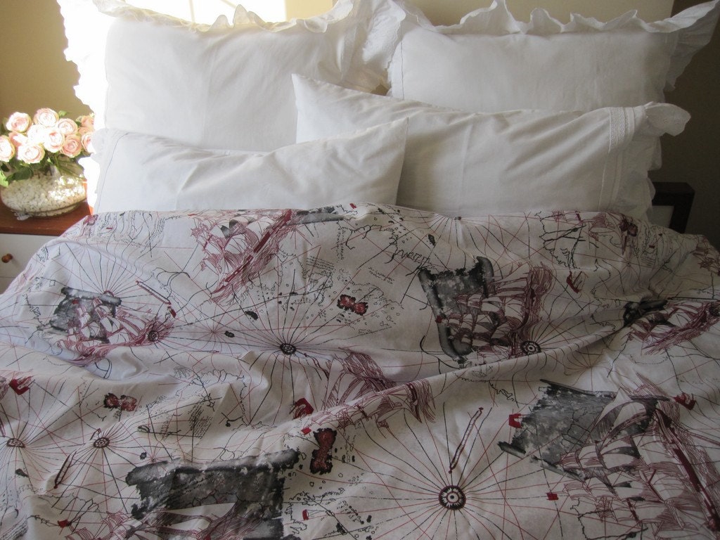 World Map Print Duvet Cover Twin Xl Full Queen Oversized Super 50