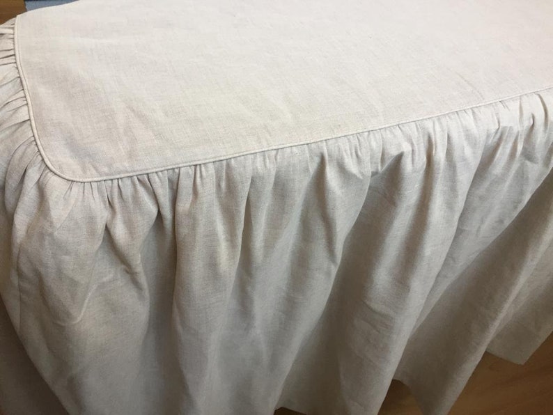 Oatmeal linen drop ruffle skirted Bedspread/Bed skirt/bed Etsy