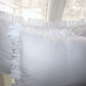 Solid white pink cotton Ruffle Euro SHAM pillow cover-body pillow- shabby chic bedding-bedroom decor- king pillow sham 20x36, 20x26 26x26