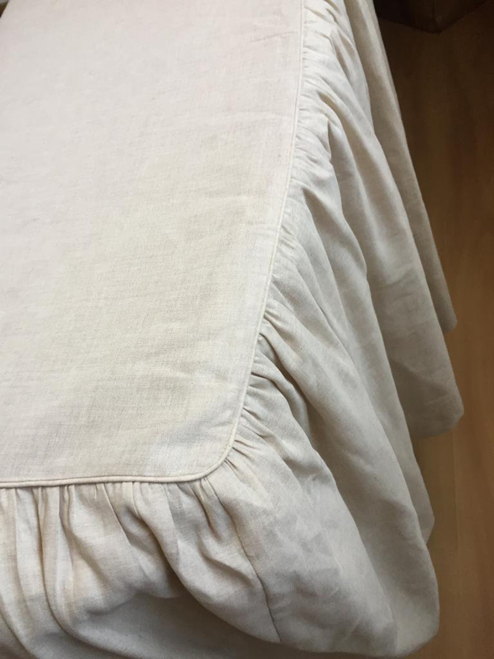 Oatmeal linen drop ruffle skirted Bedspread/Bed skirt/bed Etsy