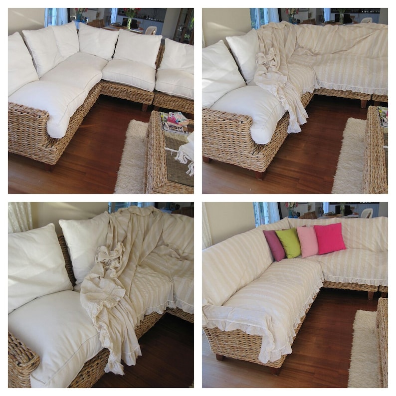 Sectional Couch Cover L Shaped Sofa Throw Covers ruffled Etsy