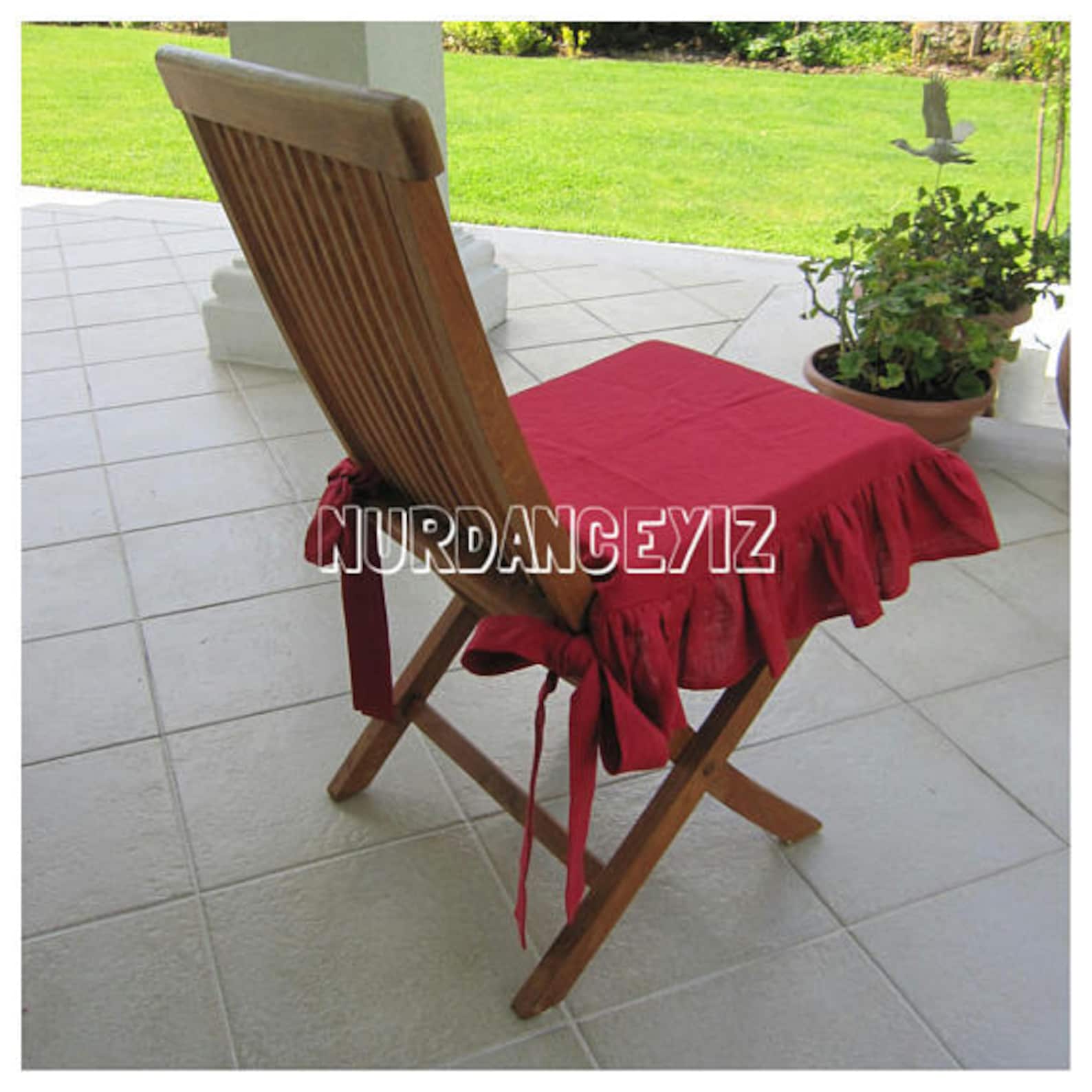 Chair Cushions With Tiesruffle Linen Chair Cushion Covers 3 Etsy