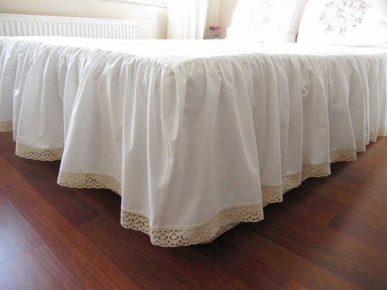 Ivory Cotton Bedskirt Custom Drop 14 18 20 22 Inch Queen King Etsy
