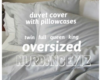 Oversized King Bedding. Super King size Duvet cover 120x98 120x120 Solid gray cotton. 118x114 palatial king queen-custom bedding Nurdanceyiz