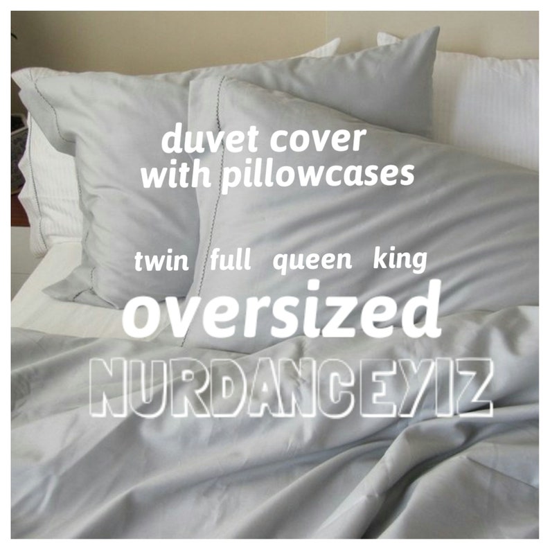 Oversized King Bedding. Super King size Duvet cover 120x98 120x120 Solid gray cotton. 118x114 palatial king queen-custom bedding Nurdanceyiz image 1