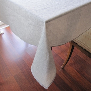 linen tablecloth- Entertaining home decor -large-rectangle linen table cloth-blue gray beige oatmeal brown-custom tablecloth