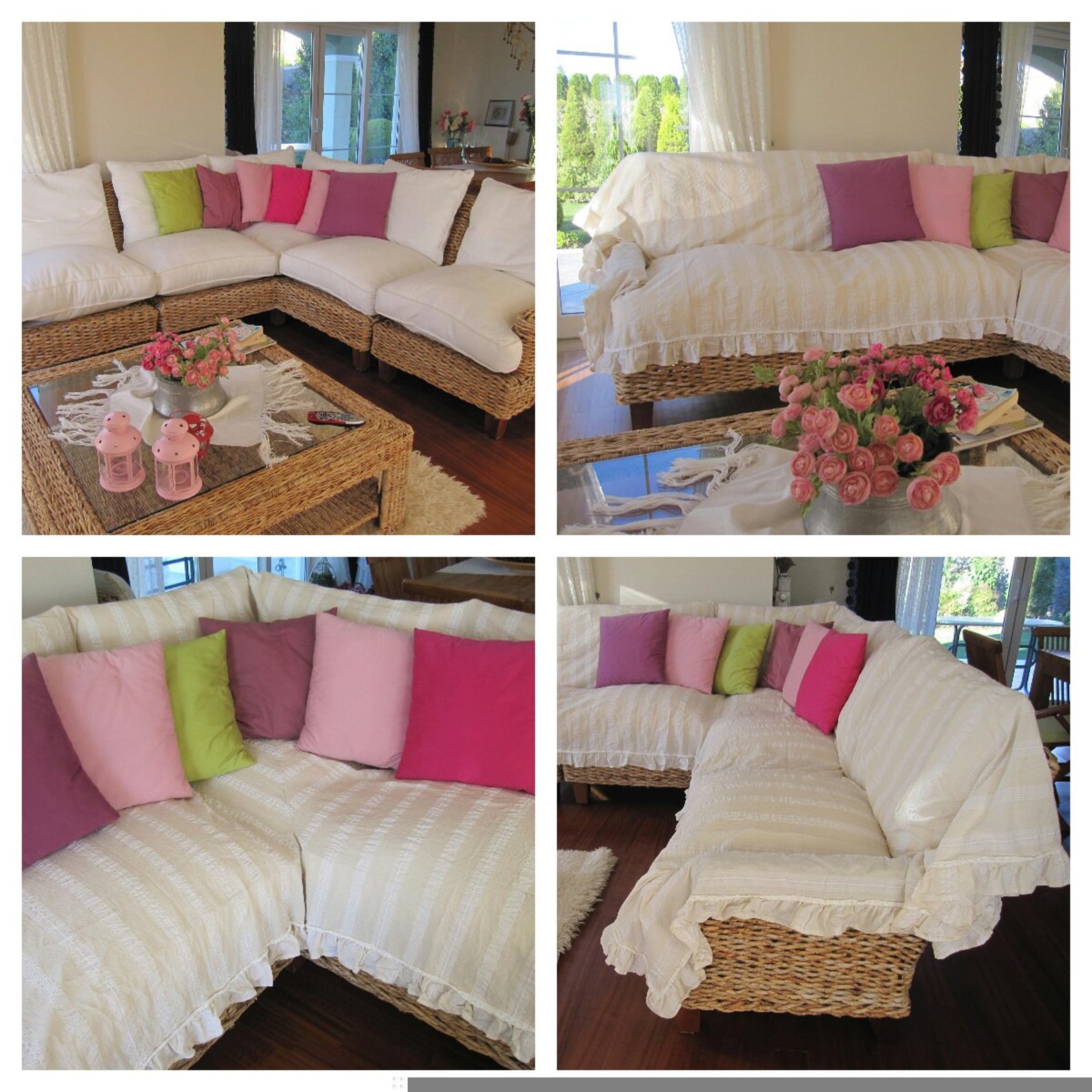 Sectional Couch Cover L Shaped Sofa Throw Covers ruffled Etsy Australia