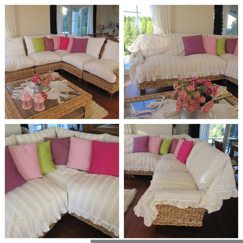 Sectional Couch Cover L Shaped Sofa Throw Covers ruffled Etsy