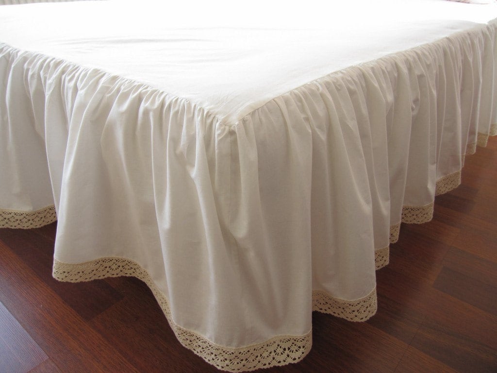 Ivory cotton bedskirt Custom drop 14 18 20 22 inch Queen King Etsy