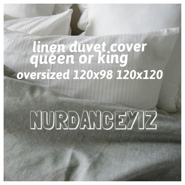 Linen Oversize Duvet cover King, 120x98 120x120, gray linen duvet cover . 118x114 palatial king-queen-custom shabby chic bedding Nurdanceyiz