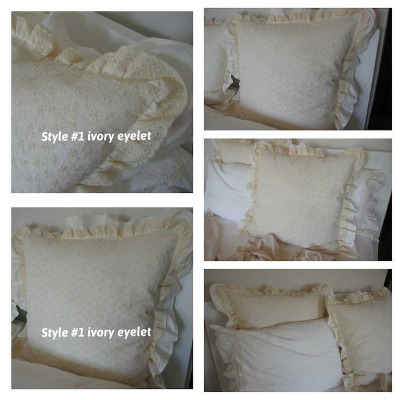 Solid white ruffle pillow cover cotton euro sham ruffled Etsy