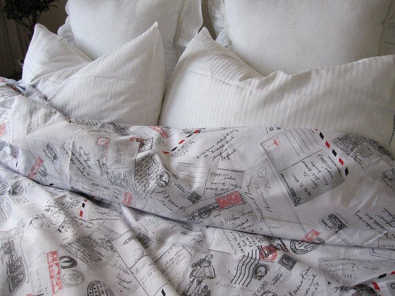 French Script Duvet Cover Oversized King Queen Full Twin Xl Etsy