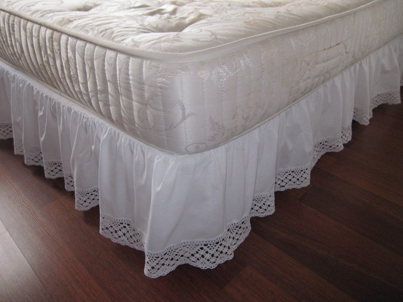 Twin Xl Queen King Dust Ruffle Bedskirt Solid White Pink Image 0