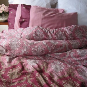 Pink Blue Navy DAMASK print FULL Queen KING duvet cover sets Custom shabby chic Bedding-bedroom queen king burgundy gray pink cotton image 6