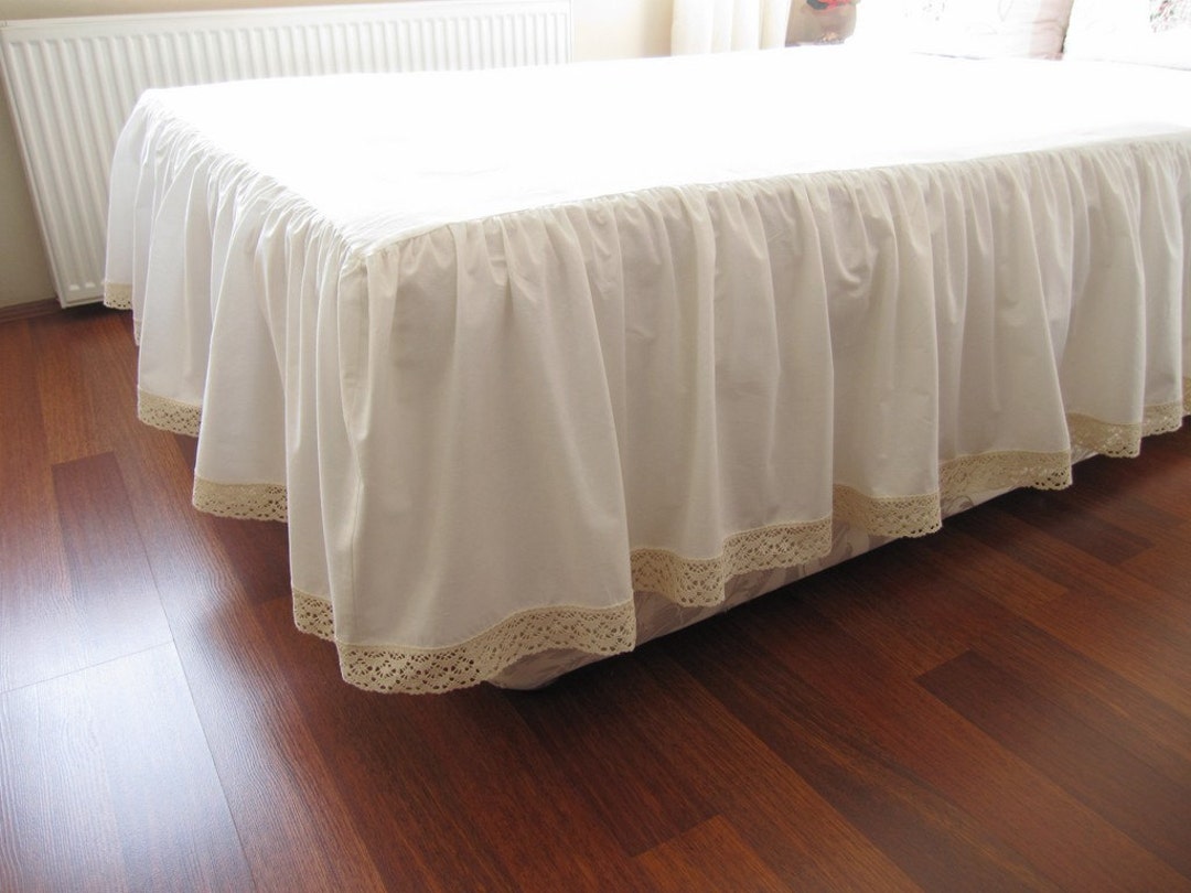 Ivory Cotton Bedskirt Custom Drop 14 18 20 22 Inch Queen King Dust