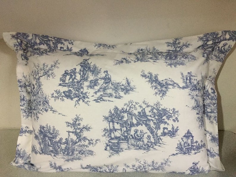 Toile Pillow Sham King Size French Country Toile Print Flange Etsy