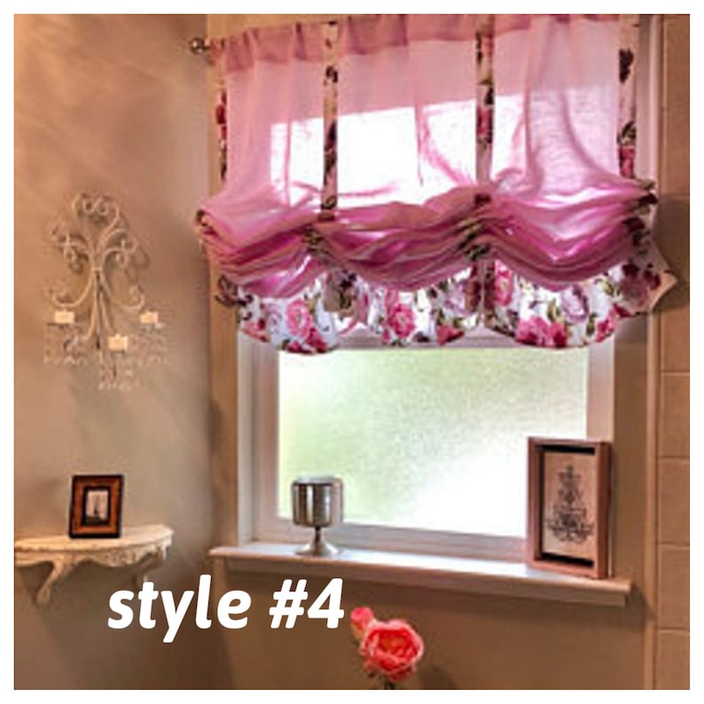 Shabby Chic Homepink Linen Balloon Valance French Country Etsy