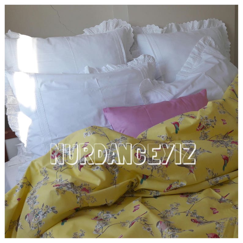 Erfly Bird Print Duvet Cover 120x98 Shabby Chic Bedding Yellow Blue Pink Past Twin Queen Double Cal King Super Oversized