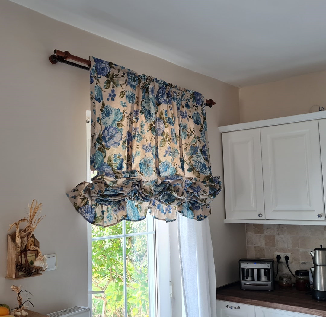 Balloon Curtain Valance Ruffle Kitchen Curtain Panels Valance Shabby