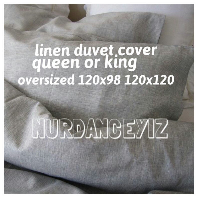 Sale Solid Gray Linen Queen Oversized King Duvet Cover 120x98 Etsy