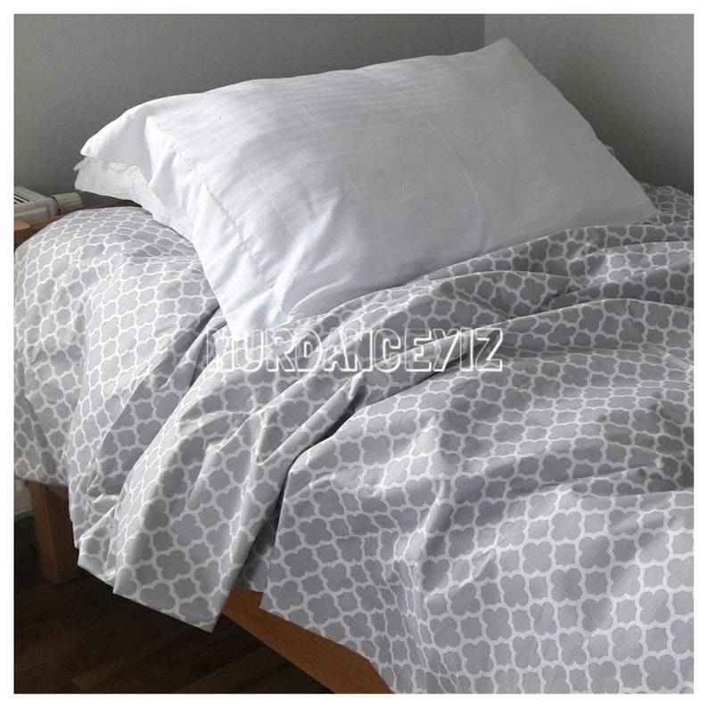 College Dorm Room Bedding Twin Xl Duvet Cover 68x90 Quatrefoil Shabby Chic Grey Gray White Pastel Dorm Bedding For Boys Girls Nurdanceyiz