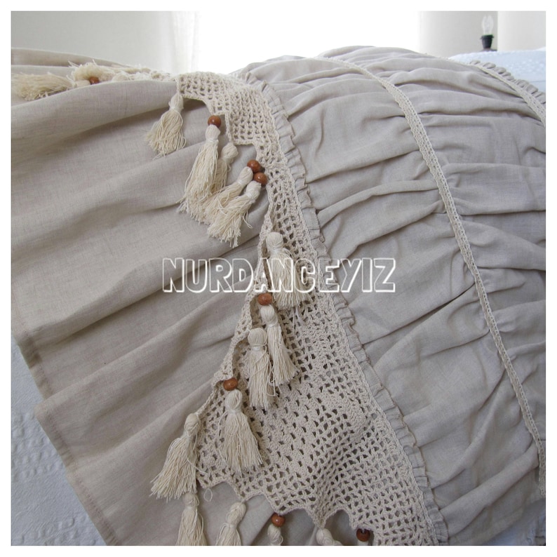 Hammock Fringe Crochet Lace Tassel Trim Bohemian Bed Runner Image 0