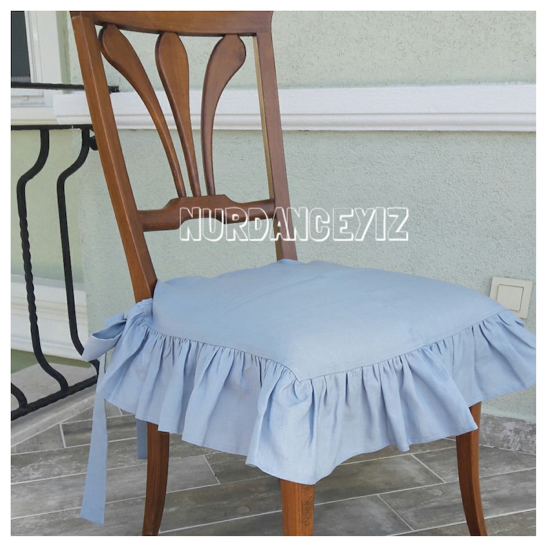 Ruffled Chair covers with tiesseat arm chair seat cover linen Etsy