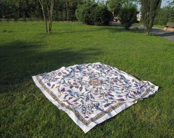 Square Tablecloth Turkish Ottoman tile floral print Picnic Park  Beach Camp Yoga cloth -Wall decor Bed Bedding Bohemian Boho Hippie Tapestry