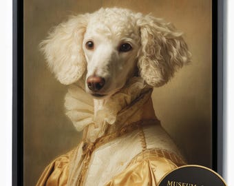 Custom Pet Portrait, Renaissance Dog or Cat Painting, Royal Animal Wall Art, Pet Memorial Gift, Handcrafted Canvas with Wooden Frame