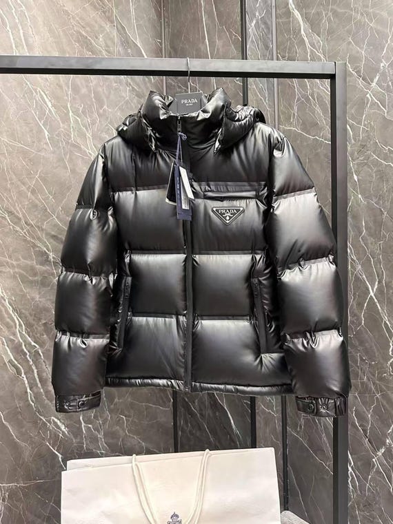 Vintage Prada Black Puffer Jacket – Luxury Hooded Winter