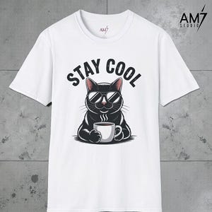 Stay Cool Cat T-Shirt, Cat Lover Tee, Chilled-Out Cat Shirt, Cool Cat with Sunglasses Tee, Feline Fun Shirt, Cat Lover Gift, Gift for Cat