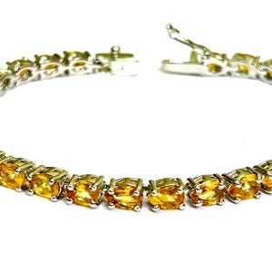 Natural Yellow Topaz Sterling Silver Handmade Tennis bracelet, November birthstone, Gift for her,Yellow Topaz Bracelet, Topaz Bracelet