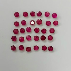 Naturalny rubin fasetowany 3×3 mm okrągły, luźny kamień szlachetny, czerwony rubin okrągły fasetowany do wyrobu biżuterii