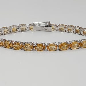 Natural Yellow topaz Sterling Silver Tennis bracelet,Yellow Topaz Handmade bracelet, Gift for her,November birthstone,Topaz tennis bracelet