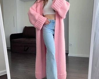 PDF Knitting Pattern – Long Oversized Cardigan (Sizes XS–3XL)