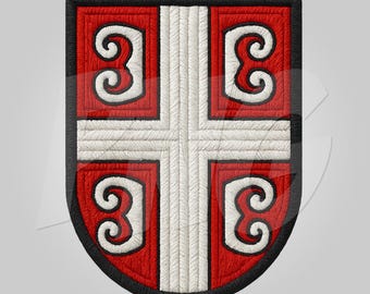 Servisch nationaal embleem, png-bestand – hoge resolutie wapenschild in borduurstijl voor print-on-demand en merchandise