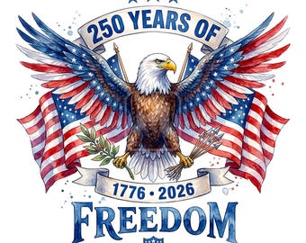 Vlagontwerp VS 250e vrijheid adelaar (1776-2026) / Amerikaans patriottisch, solide, png