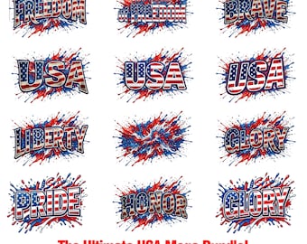 USA Patriotic Set van 12 PNG's – Splash Designs Amerikaanse vlag (digitale download)