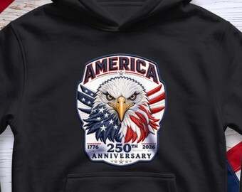 Amerika 250e verjaardag PNG, Amerikaanse semiquincentennial Eagle-patch, 1776-2026 patriottische afbeelding, digitale download, geborduurd stijlembleem