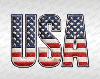 Amerikaanse vlag van de VS, png, 3D-borduurletters, patriottisch shirtontwerp 4 juli 4000 px