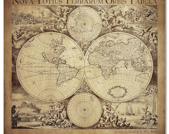 Vintage World Map 17th Century | Antique Wall Art | Historical Map Print | Old World Map Poster | Cartography Decor | Digital Download