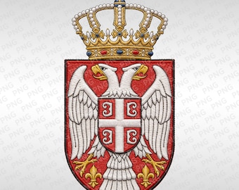 Wapenschild van Servië, png-bestand – dubbelkoppige adelaar Grb Srbije (digitale download)