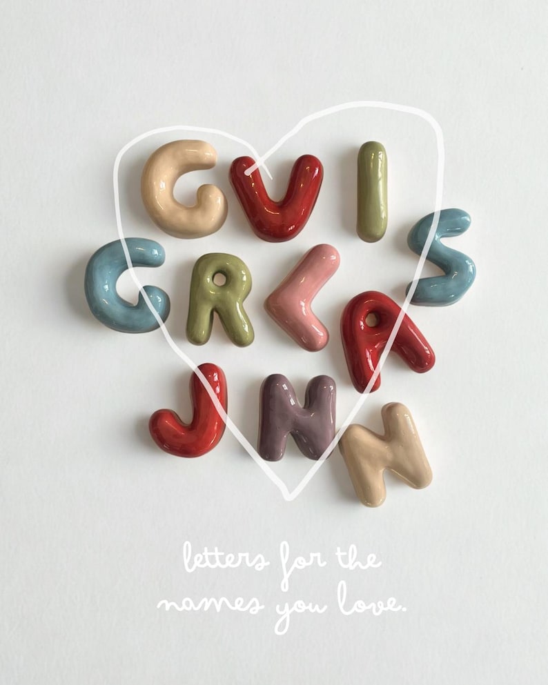 Personalized ceramic letter - wall decoration - baby name, nursery gift - newborn baby gift - name sign