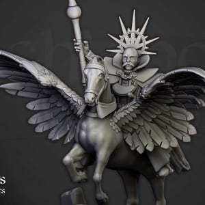 Miniaturen Sunland High Wizard on Pegasus- Highlands | RPG-figuren op tafelblad, fantasieminiaturen en verzamelobjecten, rijk, mensen
