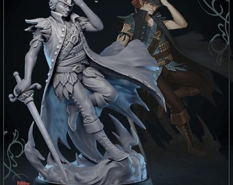 Mensch Pirat | Peter Pan | D&D Miniatur | Flexibles stoßfestes Harz | 28mm 32mm auf 100mm | Stimme unter dem Meer - Mammutfabrik