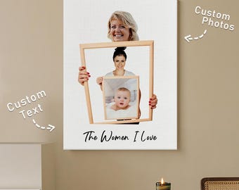 Cuadro con foto personalizada de las tres, cuatro y cinco generaciones, adorno para el Día de la Madre, sin marco