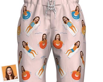 Bañador personalizado con cara: ropa de playa personalizada con foto divertida para hombre y mujer, regalo de verano único.