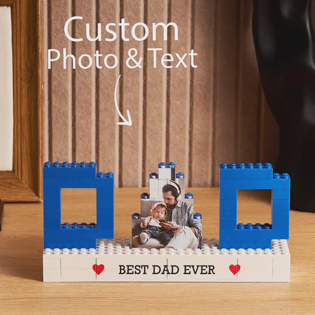 Personalized Dad Photo Building Brick Puzzles Custom Text Photo Block ...