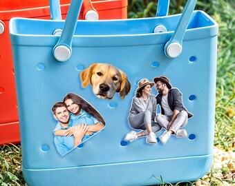 Botón acrílico con foto personalizada, accesorio para bolso Bogg, regalo de viaje para ella